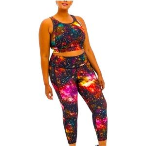 Torrid 3 Galaxy Cosmo Performance Core Crop Active Legging Sports Bra SET 22/24